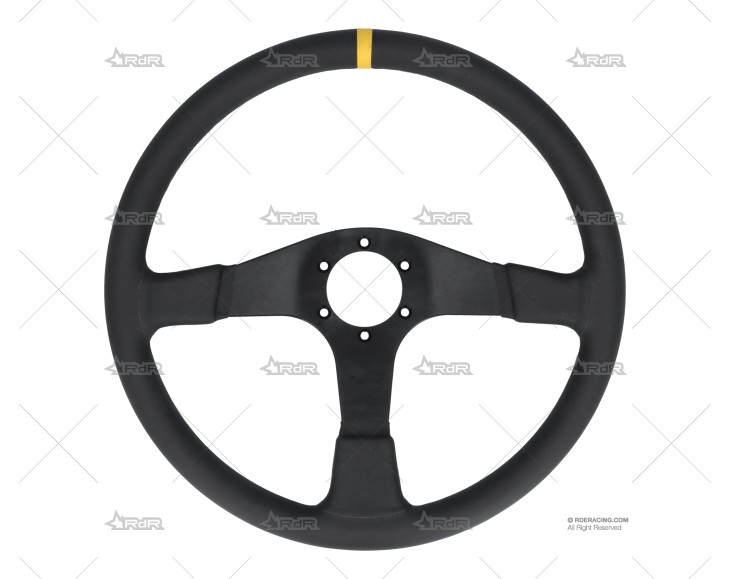 VOLANTE 380mm PLANO 3Br. NEGRO/PIEL BRAND R