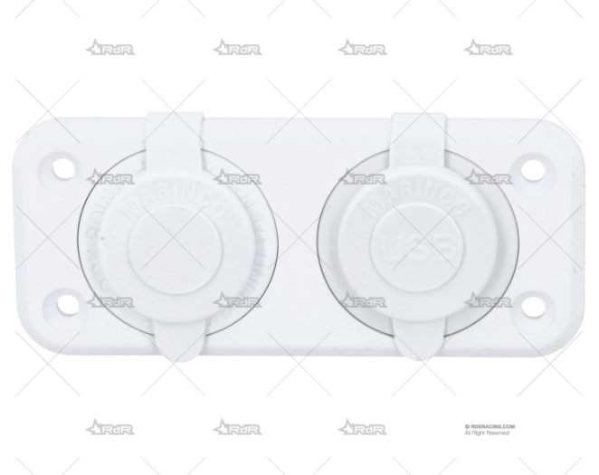 CLAVIJA COMBO MECHERO USB 12V BLANCO MARINCO