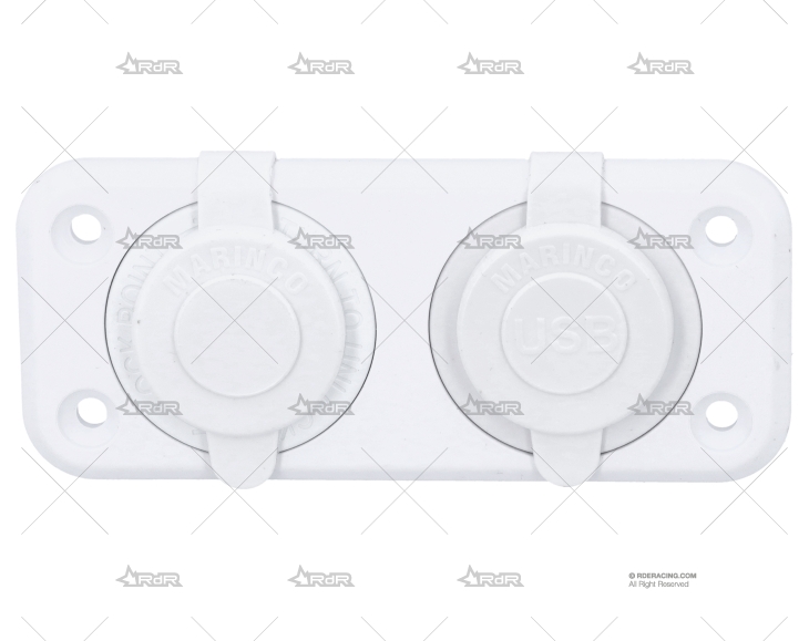 CLAVIJA COMBO MECHERO USB 12V BLANCO MARINCO