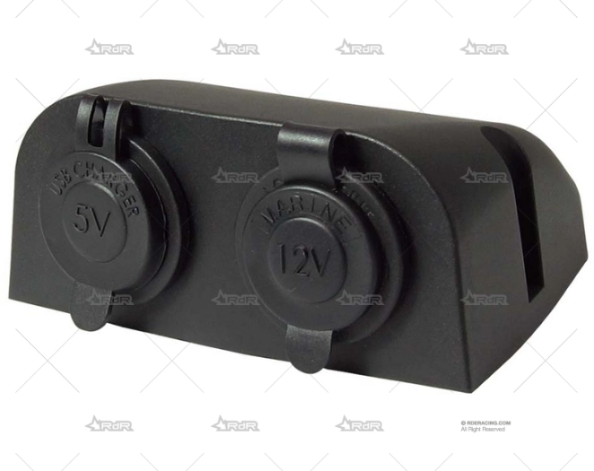 SOPORTE DOBLE TOMAS USB NEGRO BRAND R