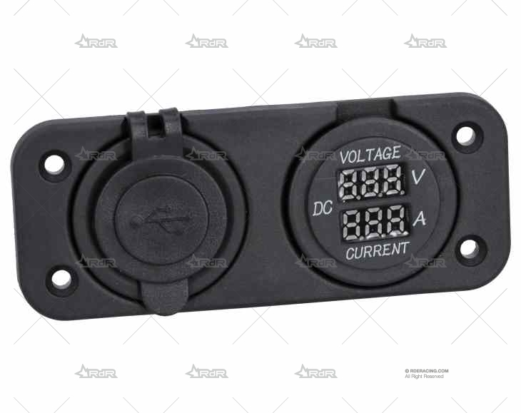 TOMA DOBLE USB-VOLTIMETRO AMPERIMETRO BRAND R