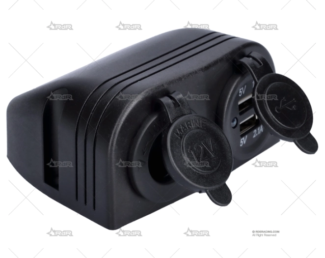 TOMA MECHERO + DOBLE USB BRAND R