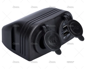 TOMA MECHERO + DOBLE USB BRAND R