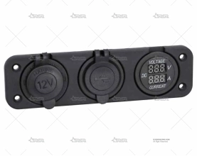 TOMA MECHERO DOBLE+VOLT.+AMP. EMPOTRABLE BRAND R