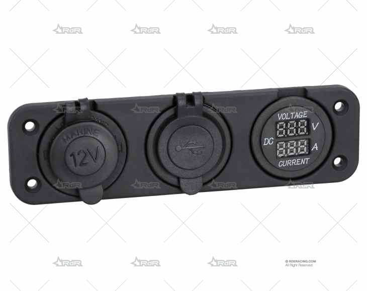 TOMA MECHERO DOBLE+VOLT.+AMP. EMPOTRABLE BRAND R