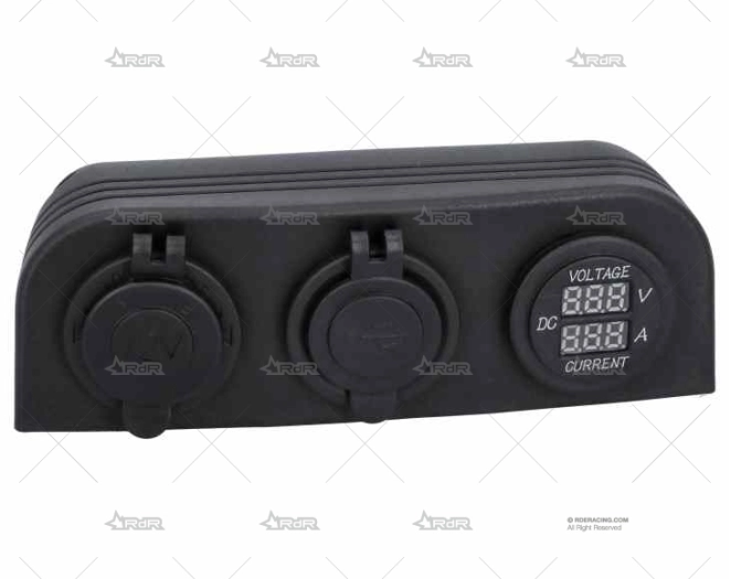 TOMA MECHERO DOBLE+VOLT.+AMP. SUPERFICIE BRAND R