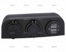 TOMA MECHERO DOBLE+VOLT.+AMP. SUPERFICIE BRAND R