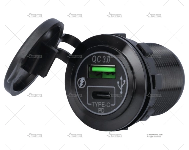 TOMA USB CARGA RAPIDA TIPO A/C BRAND R