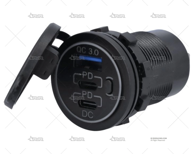 TOMA USB CARGA RAPIDA TIPO A/C 3 C/LED BRAND R