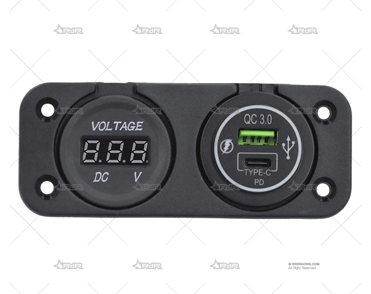 TOMA USB TIPO A/C CON VOLTIMETRO BRAND R