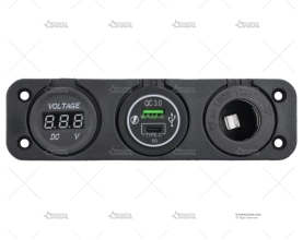 TOMA USB TIPO A/C CON VOLTIMETRO Y MECHE BRAND R