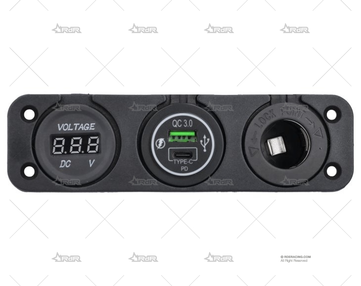 TOMA USB TIPO A/C CON VOLTIMETRO Y MECHE BRAND R