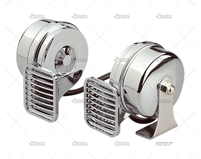 BOCINA DOBLE 24V ACUSTICA CROMADA 116DB