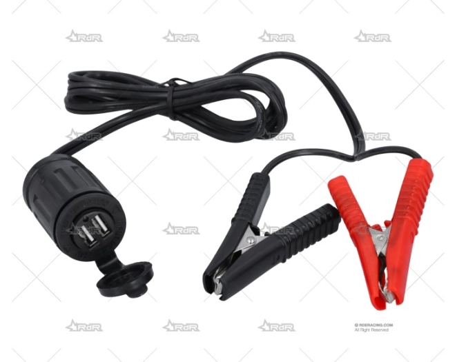 TOMA USB 12V 2 ENT. ALARGO PINZAS 1.8MT